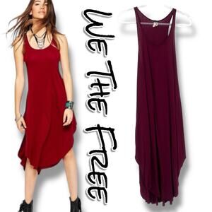 Free People We The Free Back In Town Dress Burgundy Tie Racerback Womens Size S